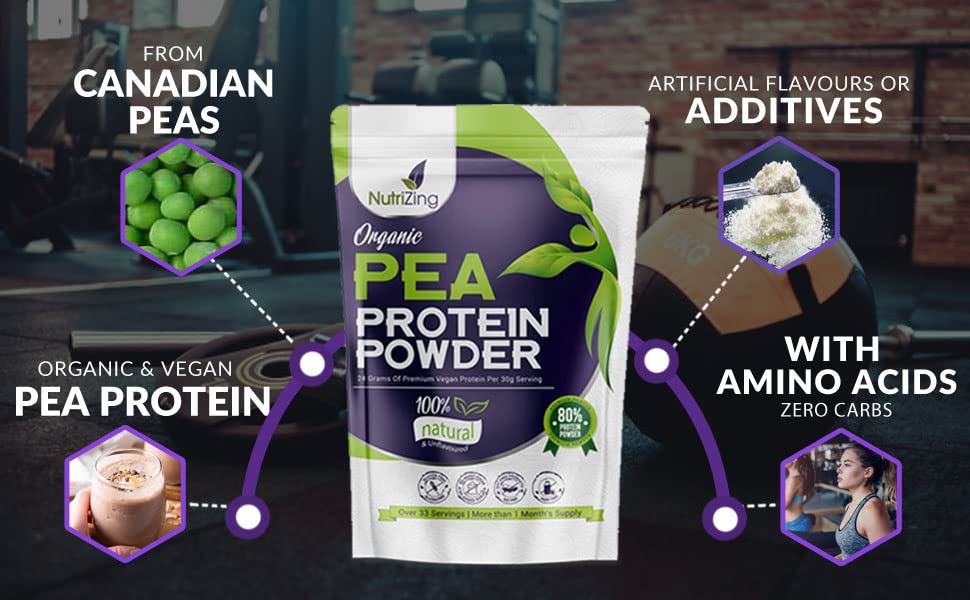 Award Winning Vegan Pea Protein Powder - Organic & Pure - Canadian Peas - No Soy, No Gluten