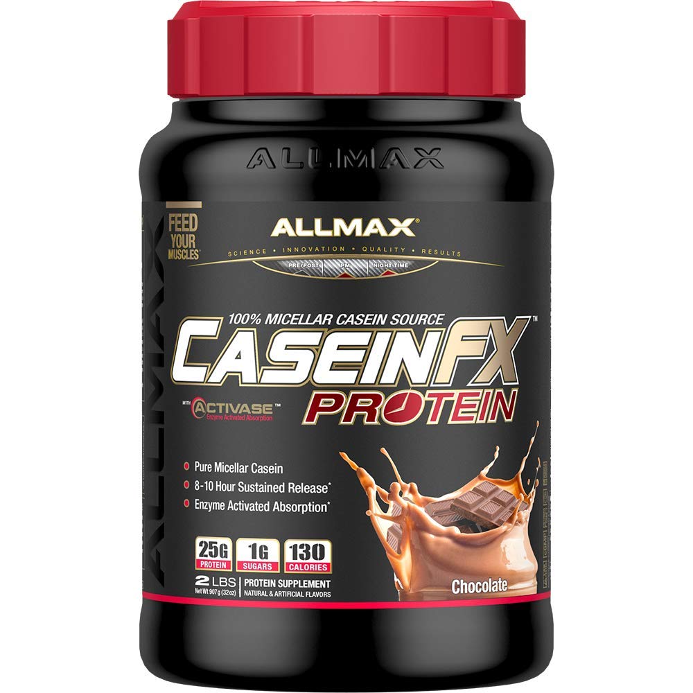 ALLMAX CASEIN-FX Protein, Chocolate - 2 lb - 25 Grams of Slow-Release Protein Per 