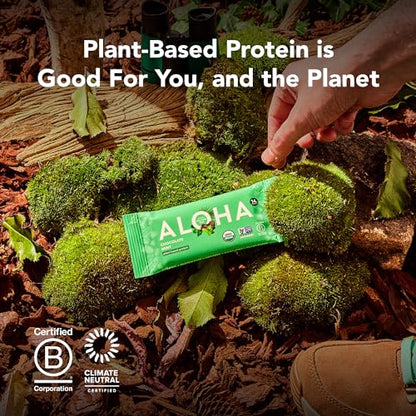 ALOHA Organic Plant Based Protein Bars - Chocolate Espresso (85mg Caffeine) - 12 Bars