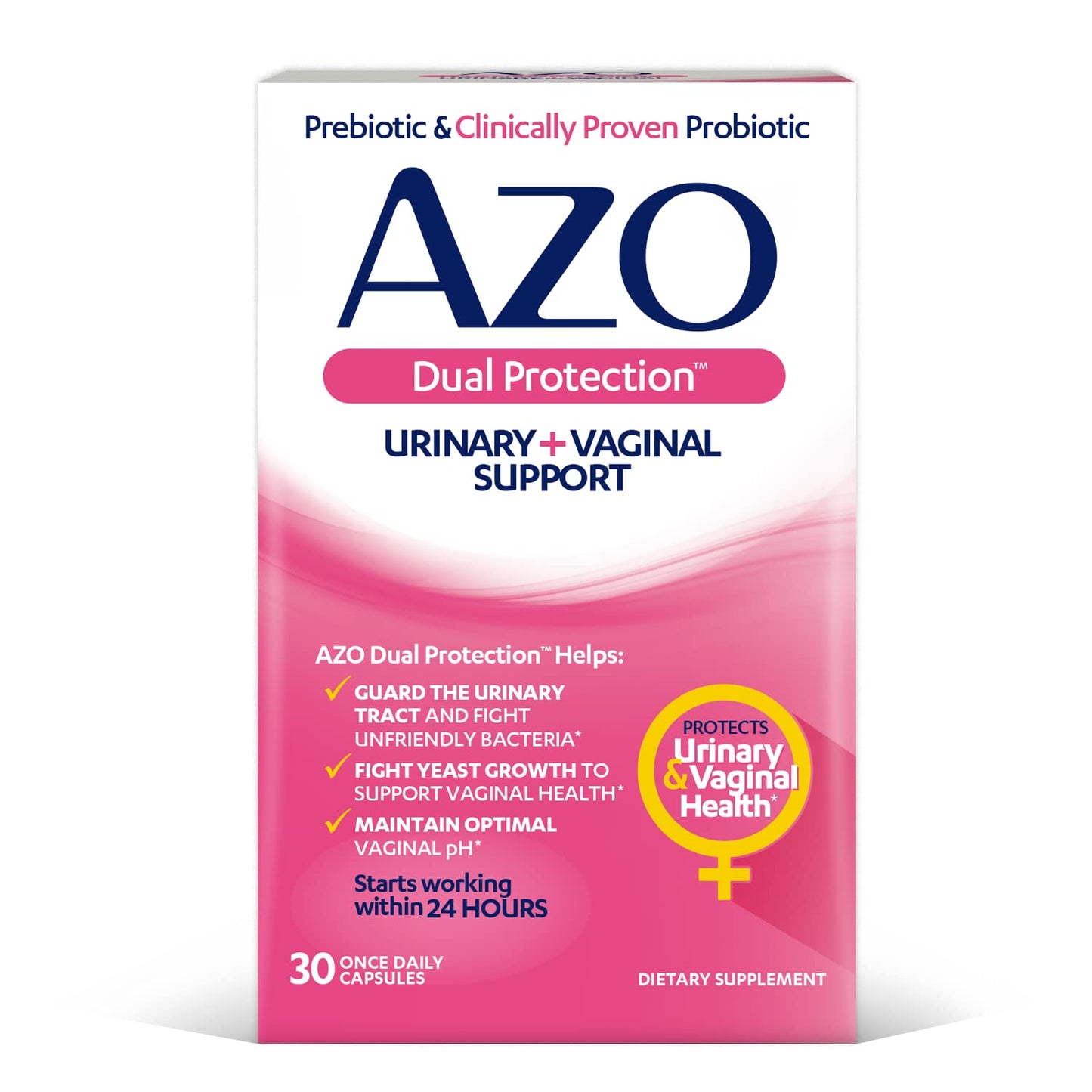 AZO Dual Protection | Urinary + Vaginal Support* | Prebiotic Plus Clinically Proven Women