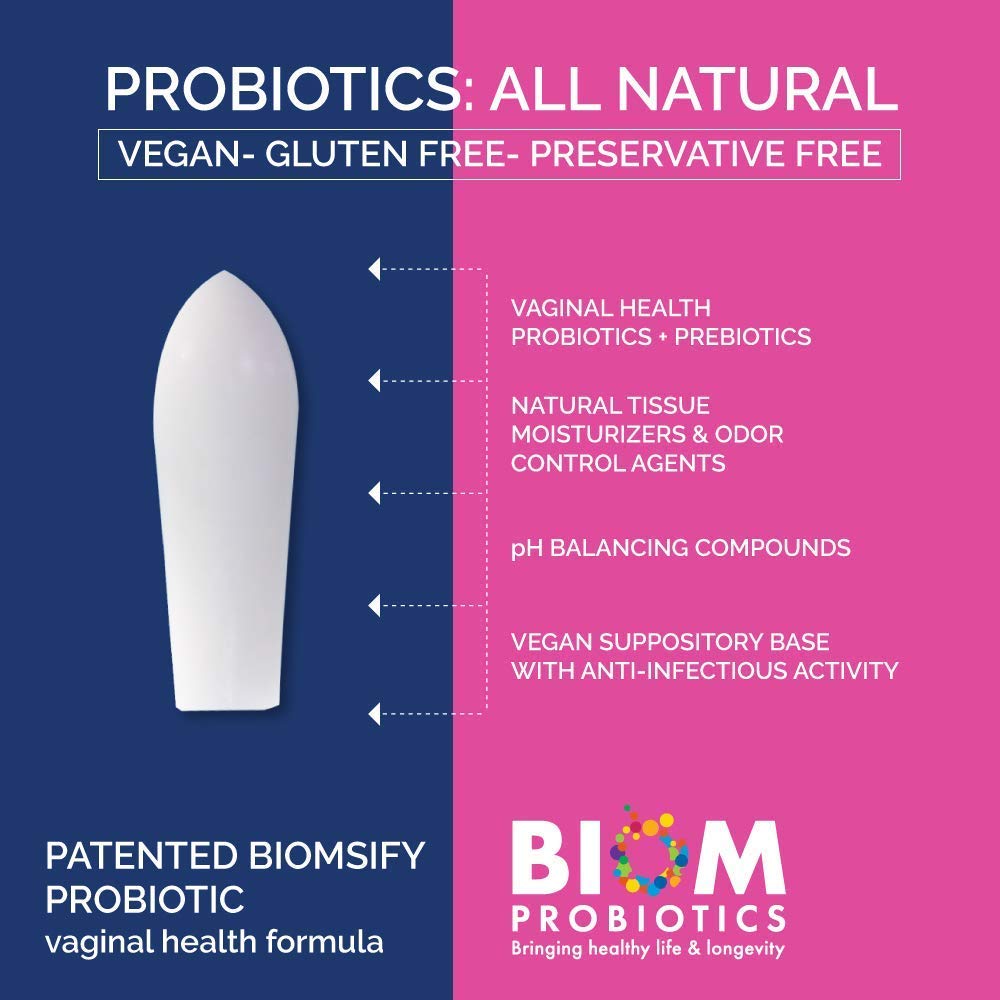 Biom Vaginal Probiotic Suppository: Natural Vaginal pH and Odor Control Regimen; Balance