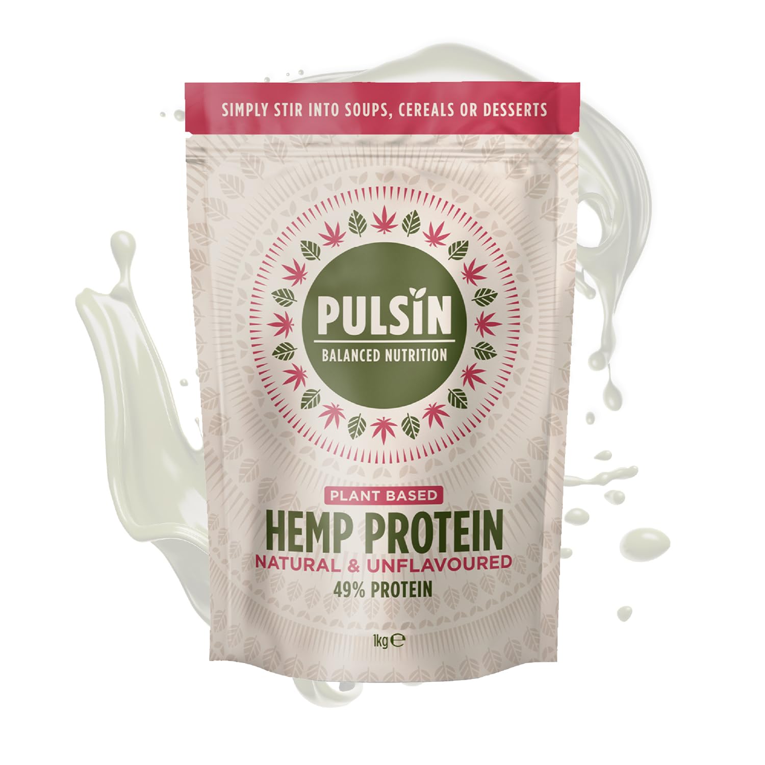 Pulsin - Natural Unflavoured Vegan Hemp Protein Powder - 1kg - 4.9g Protein, 0.4g Carbs, 35 Kcal Per Serving 