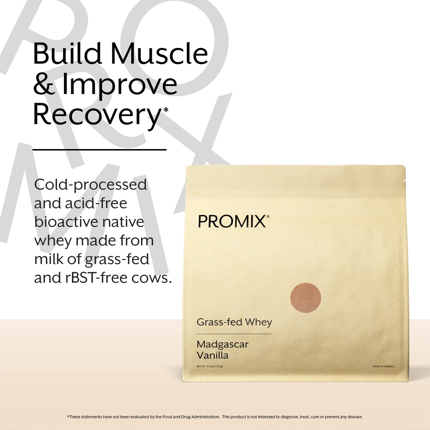 Promix Whey Protein Powder, Vanilla - 5lb Bulk - Grass-Fed & 100% All Natural