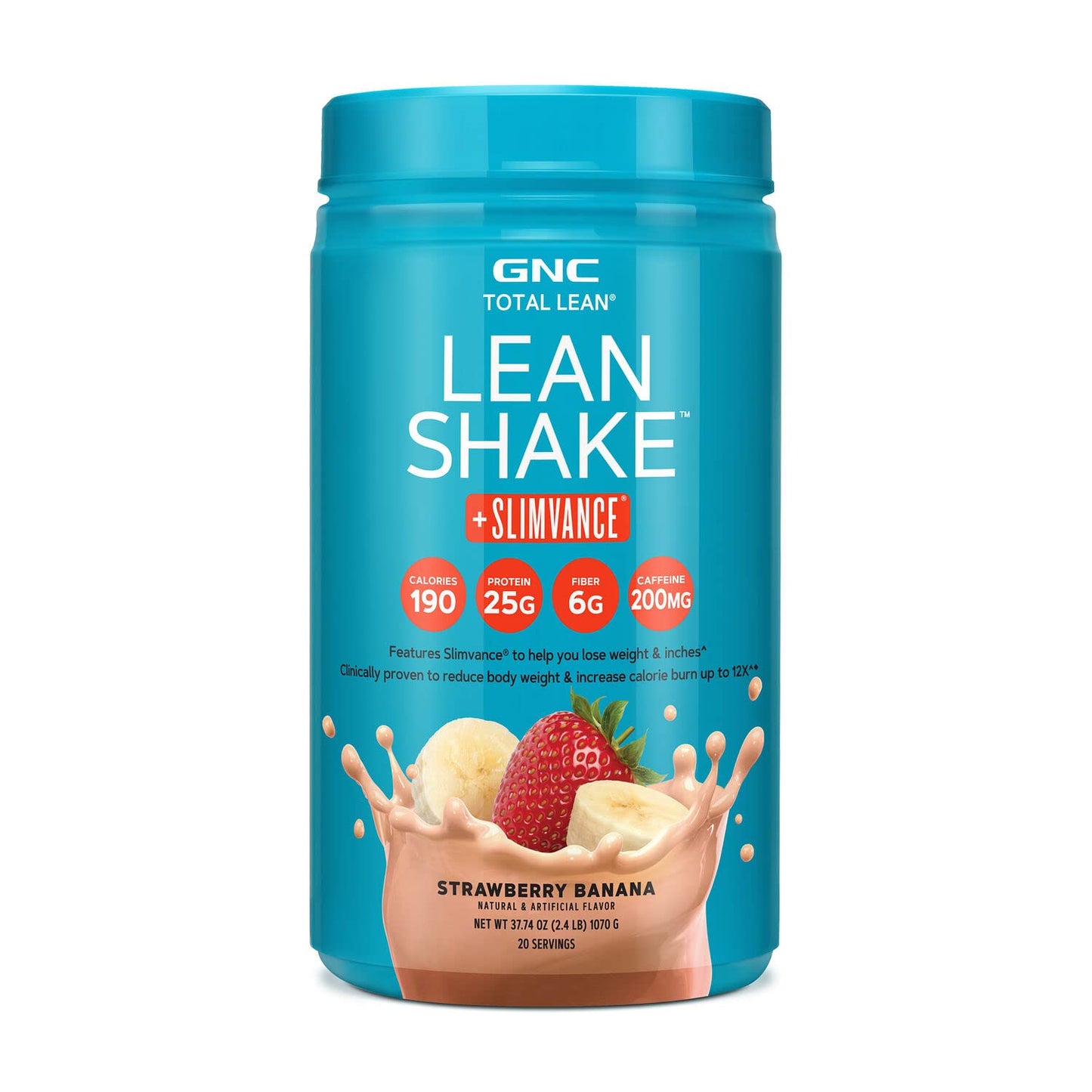 GNC Total Lean Lean Shake + Slimvance - Strawberry Banana, 20 Servings, Weight Loss Protein Powder