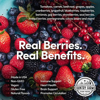 COUNTRY FARMS Super Reds, Energizing Polyphenol Superfood, 48 Super Fruits and Berries