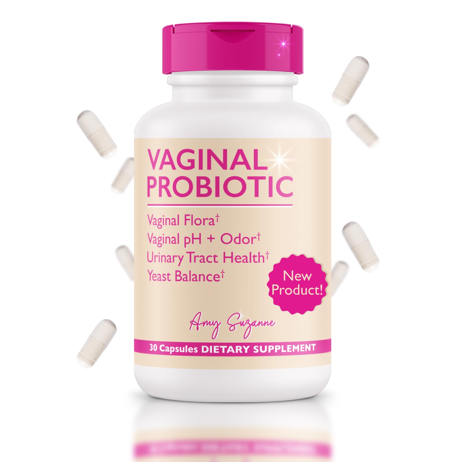 Amy Suzanne Vaginal Probiotics for Women - 10 Billion CFU Probiotic for pH Balance and Urinary Tract Health