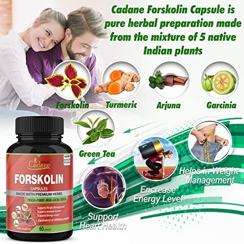 2 Packs Organic Forskolin Supplements Capsules 5000mg with Turmeric, Arjuna, Garcinia