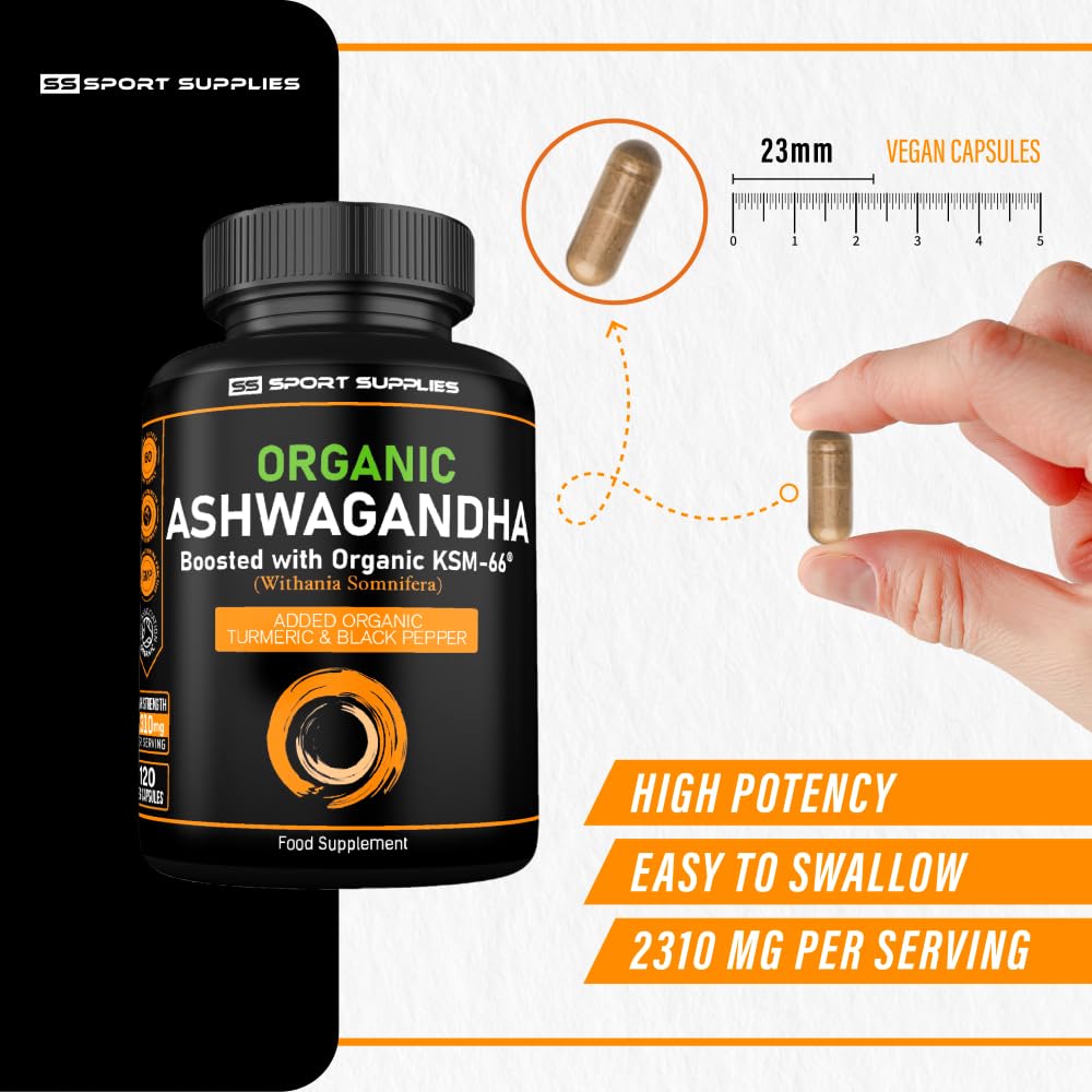 Organic Ashwagandha Capsules 1200mg Boosted with 100mg of Organic KSM-66