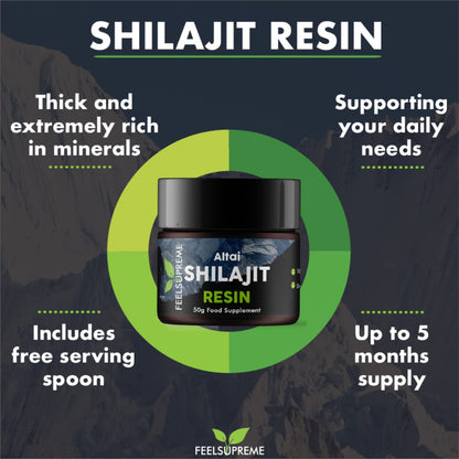 Natural Black Altai Shilajit Resin Large (50g) Pot | 100% Pure Additive Free | 80 Trace