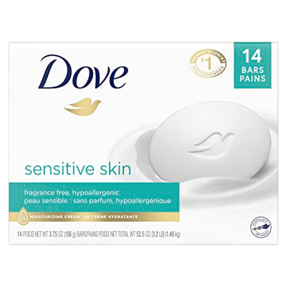 Dove Beauty Bar More Moisturizing Than Bar Soap for Softer Skin, Fragrance-Free