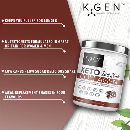 K-GEN Diet Shake Meal Replacement Keto Collagen Powder | Multi Collagen Protein with MCT Oil, Vitamin C