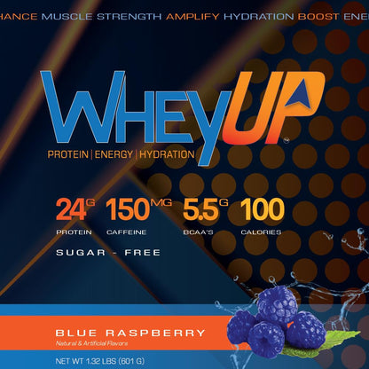 WheyUP Clear Whey Isolate Protein Powder, Blue Raspberry - 150mg Caffeine - 20 Servings