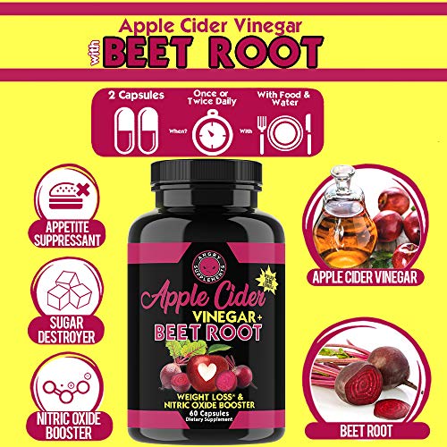 Angry Supplements Apple Cider Vinegar + Beet Root Capsules, Detox Pills, Nitric Oxide