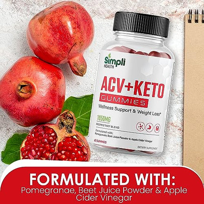 Nutrocell Simpli Health ACV Ketos Gummies Keto Apple Cider Vinegar 1050mg