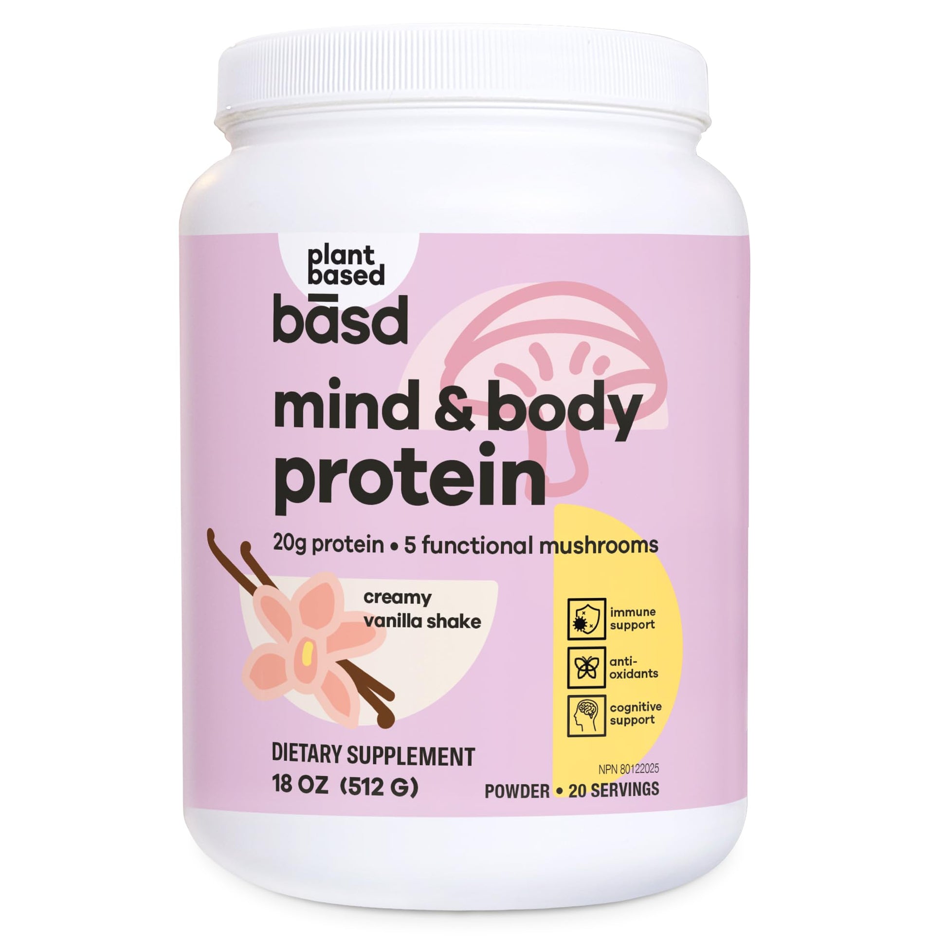 basd Mind & Body Protein, Creamy Vanilla Shake | Plant-Based Protein | Vegan, Gluten-Free