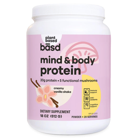 basd Mind & Body Protein, Creamy Vanilla Shake | Plant-Based Protein | Vegan, Gluten-Free