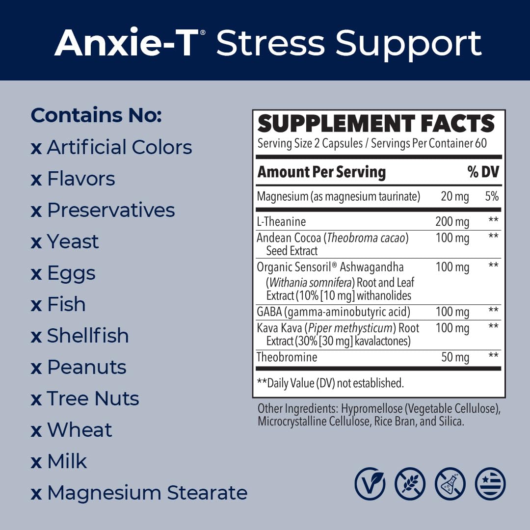 Anxie-T - Stress Relief Supplement - Supports Mood & Mental Focus - Feel Calm