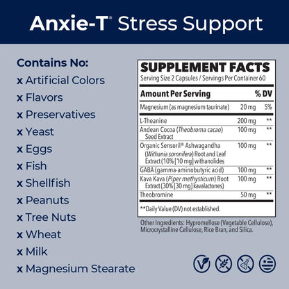 Anxie-T - Stress Relief Supplement - Supports Mood & Mental Focus - Feel Calm