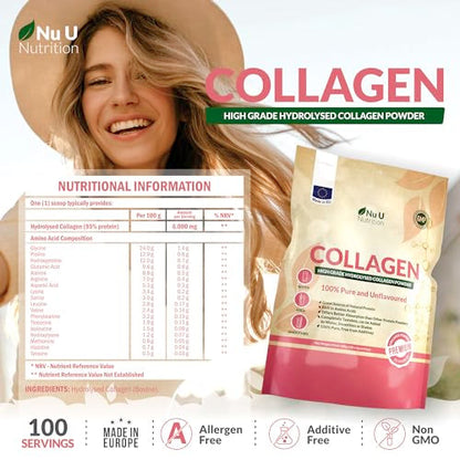 Collagen Powder 600g - 100 Servings - High Grade Pure Bovine 100% - Collagen Peptides Hydrolysate