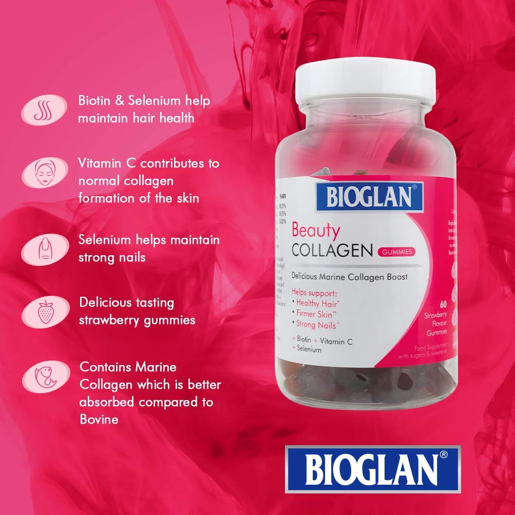 Bioglan Collagen Gummies | 1000mg | Hydrolysed Marine Collagen | Biotin