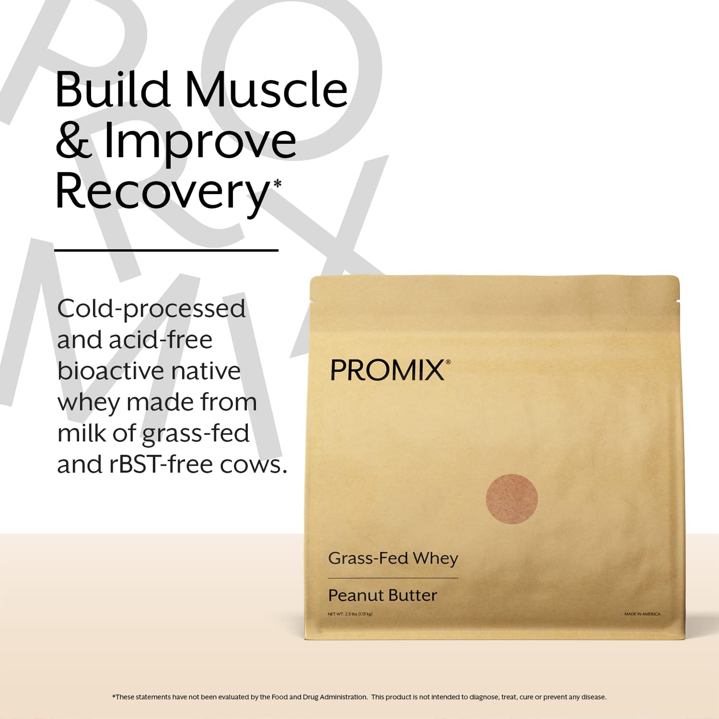 Promix Whey Protein Powder, Peanut Butter - 2.5lb Bulk - Grass-Fed & 100% All Natural