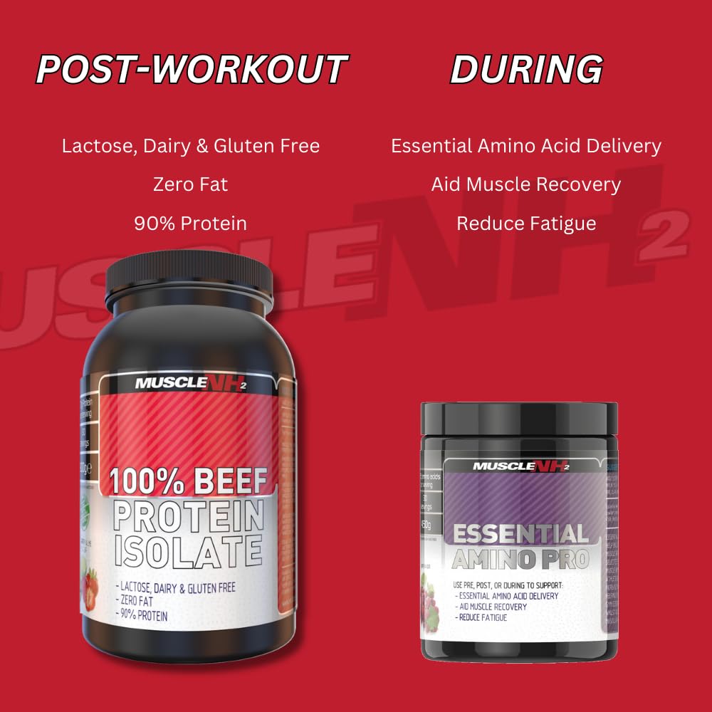 MuscleNH2 Beef Protein Isolate Powder 90%, High Protein, Low Fat, Dairy Free, Gluten Free, Soy Free