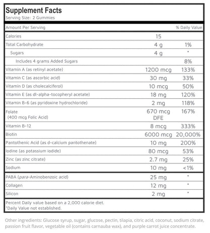 Baby Blues Postpartum Hair Loss Vitamins - Passion Fruit Gummies with Biotin, Collagen