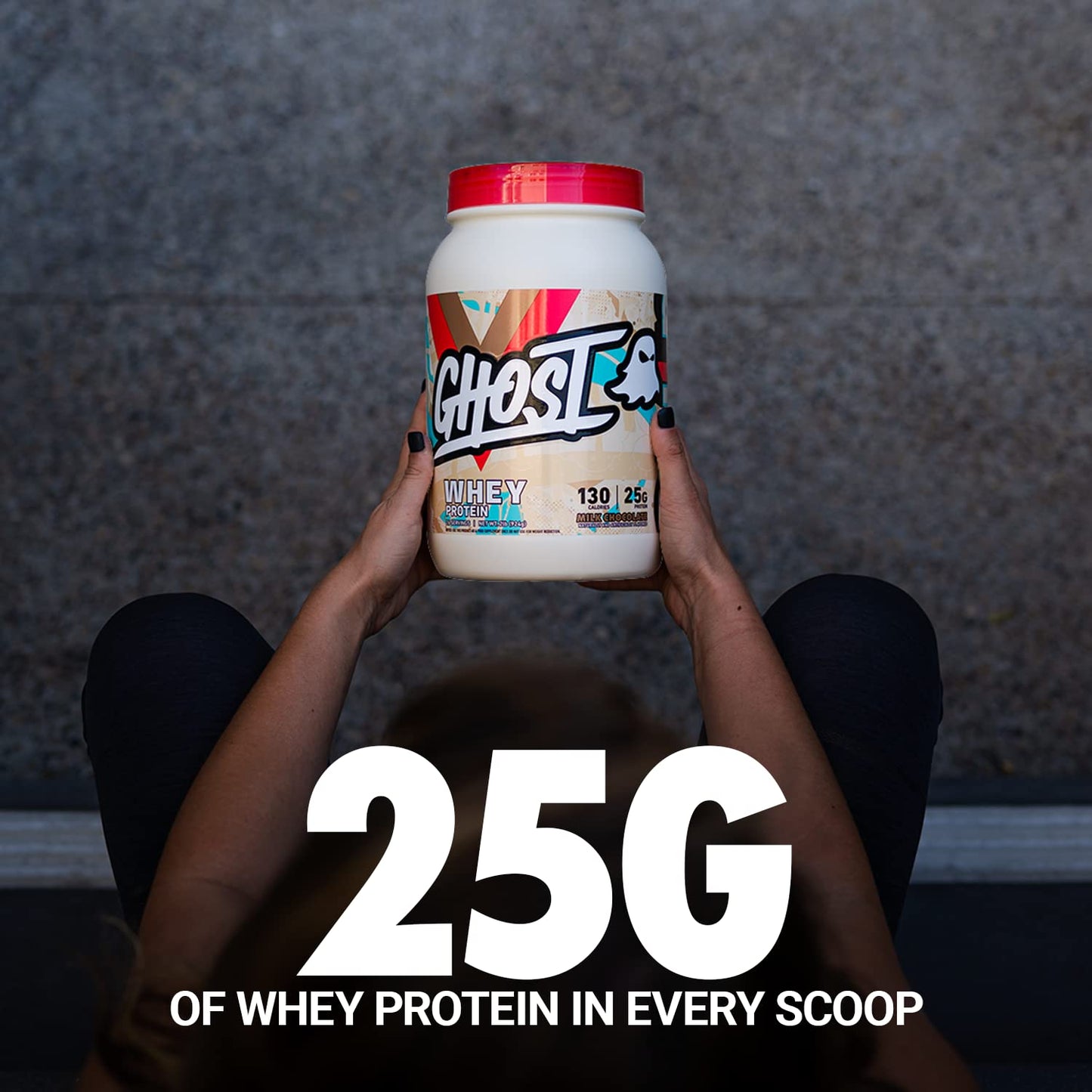 GHOST Whey Protein Powder, Milk Chocolate - 2LB Tub, 25G of Protein - Flavored Isolate