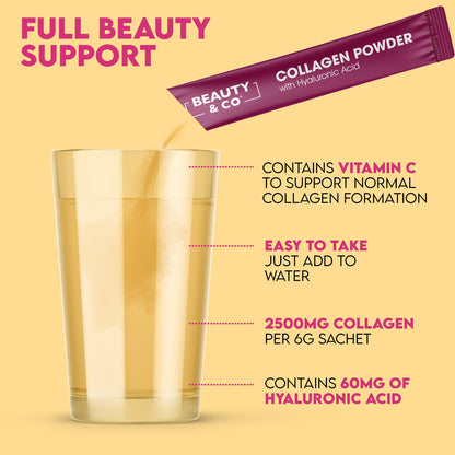 Collagen 2500mg Powder Supplement Boosted with Vitamin C and Hyaluronic Acid (Bovine)