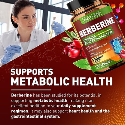 Berberine 1200mg - 100% Pure Berberine HCl Supplement, High Strength Berberine