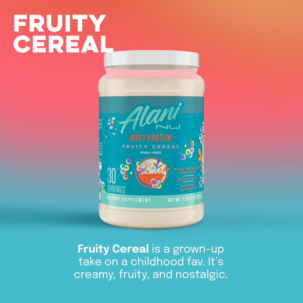Alani Nu Whey Protein Powder Fruity Cereal | 23g Protein with Low Sugar & Digestive Enzymes
