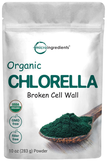 Organic Chlorella Powder, 10 Ounce, Broken Cell Wall, Rich in Vegan Proteins & Vitamins