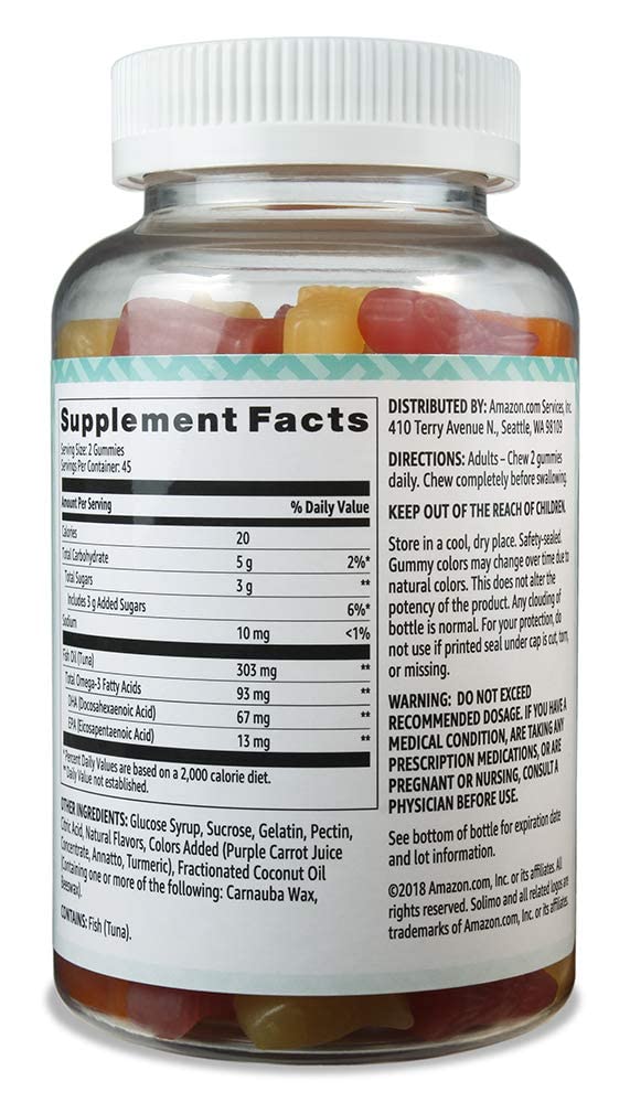 Amazon Basics Fish Oil 303 mg, Lemon, Orange & Strawberry-Banana flavors