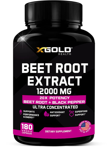 Beet Root Extract Capsules - 12000mg 20x Concentrated Beet Root Capsules Supplement 