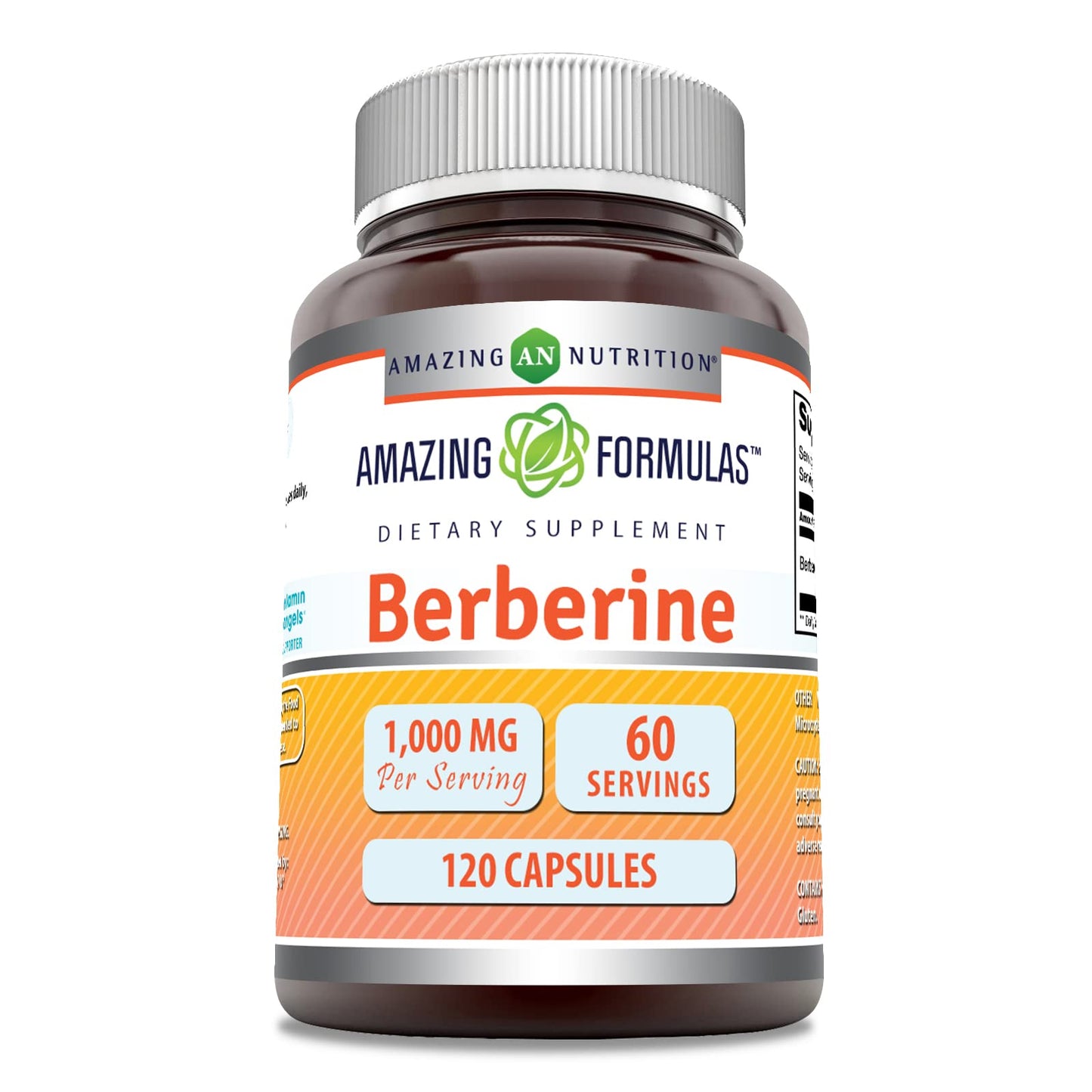 Amazing Formulas Berberine 1000mg Per Serving 120 Capsules Supplement | Non GMO 