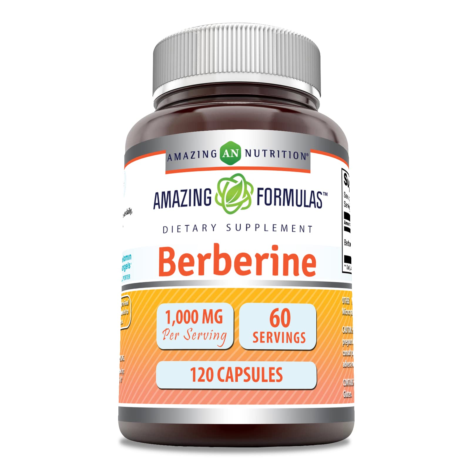 Amazing Formulas Berberine 1000mg Per Serving 120 Capsules Supplement | Non GMO 