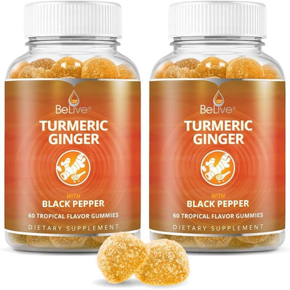 BeLive Turmeric Curcumin with Black Pepper & Ginger - Turmeric and Ginger Supplement