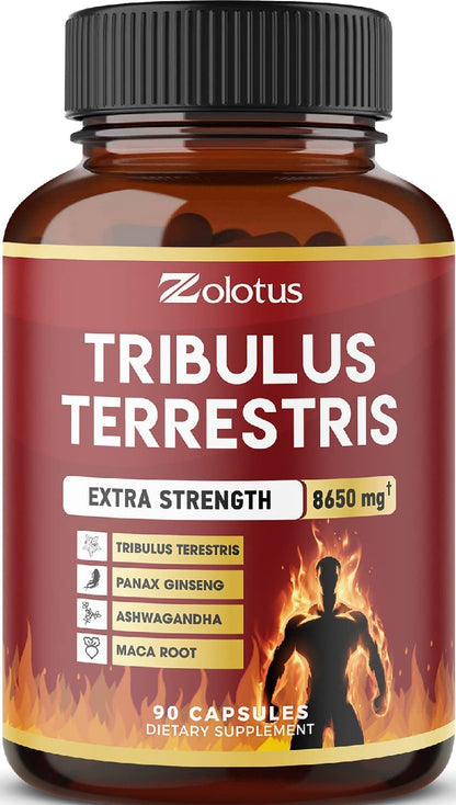 Zolotus Tribulus Terrestris, 8650mg Per Capsule, High Potency with Ashwagndha