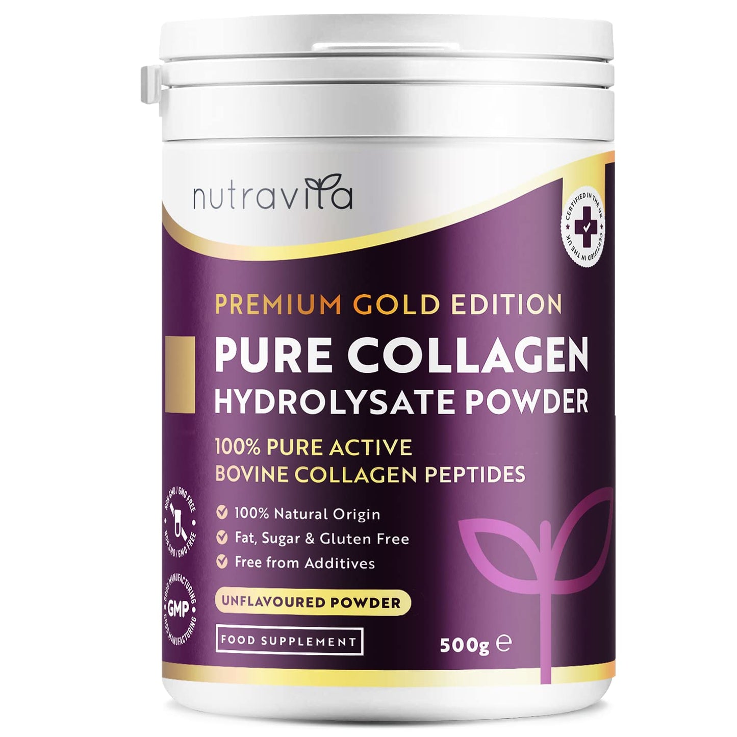 Collagen Powder 500g - Premium Gold Standard Bovine- 50 Servings - Collagen Peptides Supplement