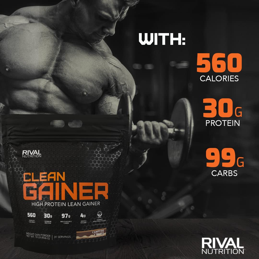 Rivalus Clean Gainer - Chocolate Fudge 10 Pound - Delicious Lean Mass Gainer