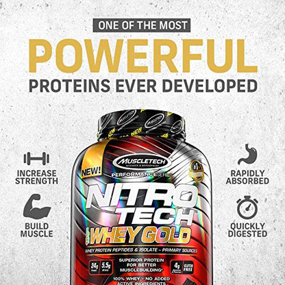 MuscleTech NitroTech 100% Whey Gold Protein Powder, Build Muscle Mass, Whey Isolate Protein Powder