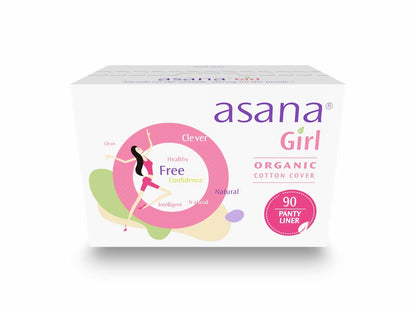 Asana Panty Liners for Girls, Organic Cotton Cover – Controls Odor Naturally, Pads Without Wings