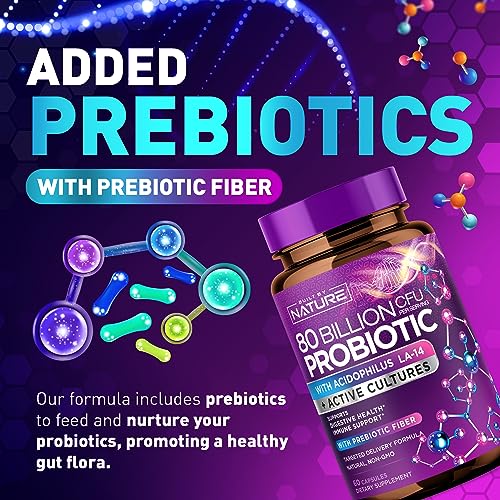 80 Billion CFU Probiotic - Daily Digestive Gut Health Supplement for Men & Women