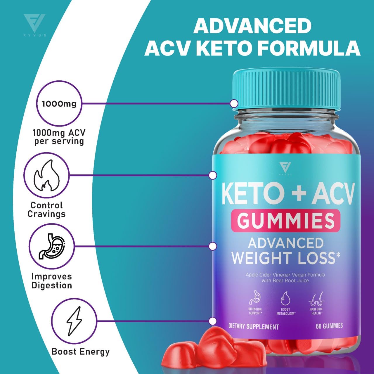 (2 Pack) Keto ACV Gummies Advanced Weight Belly Fat Diet Loss Supplement - ACV Keto