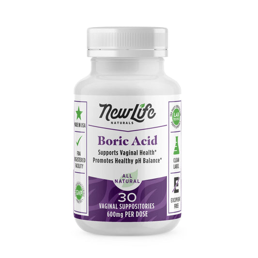 NewLife Naturals - Boric Acid Suppositories for Women pH Balance Pills - 600mg - Feminine Care