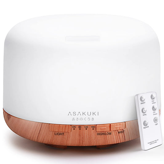 ASAKUKI 500ml Premium, Essential Oil Diffuser with Remote Control, 5 in 1 Ultrasonic Aromatherapy Fragrant