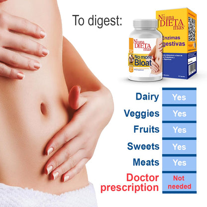 Ni una dieta más Reduce Abdominal Bloating - Digestive Enzymes for Multiple Foods