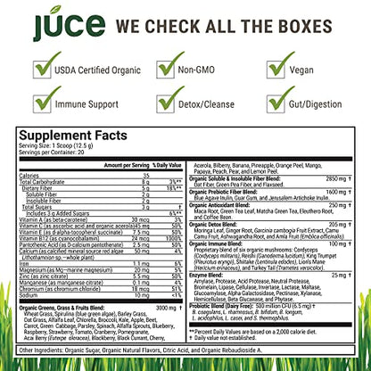 Terra Kai Organics JUCE Green Superfood Powder, Organic Fruits and Veggies Supplement