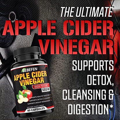 Apple Cider Vinegar Capsules - 5050mg Formula Pills with Black Pepper Extract