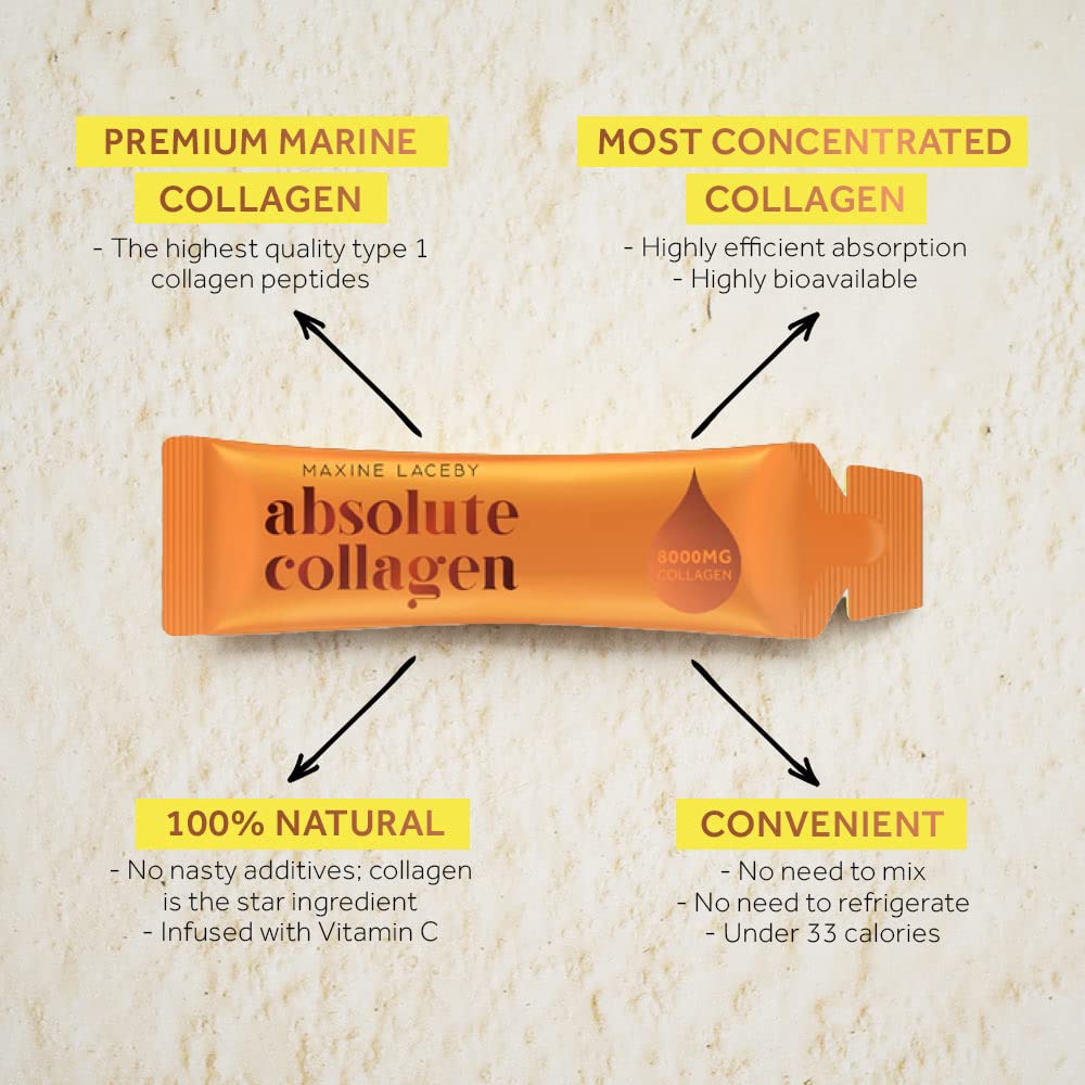 Absolute Collagen Marine Liquid Collagen Supplement for Women - 8000mg Collagen in Each Sachet